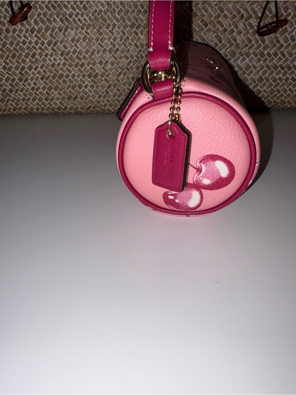 Coach Pink Cherry Barrel Wristlet with Magenta Strap - Picture 4 of 5